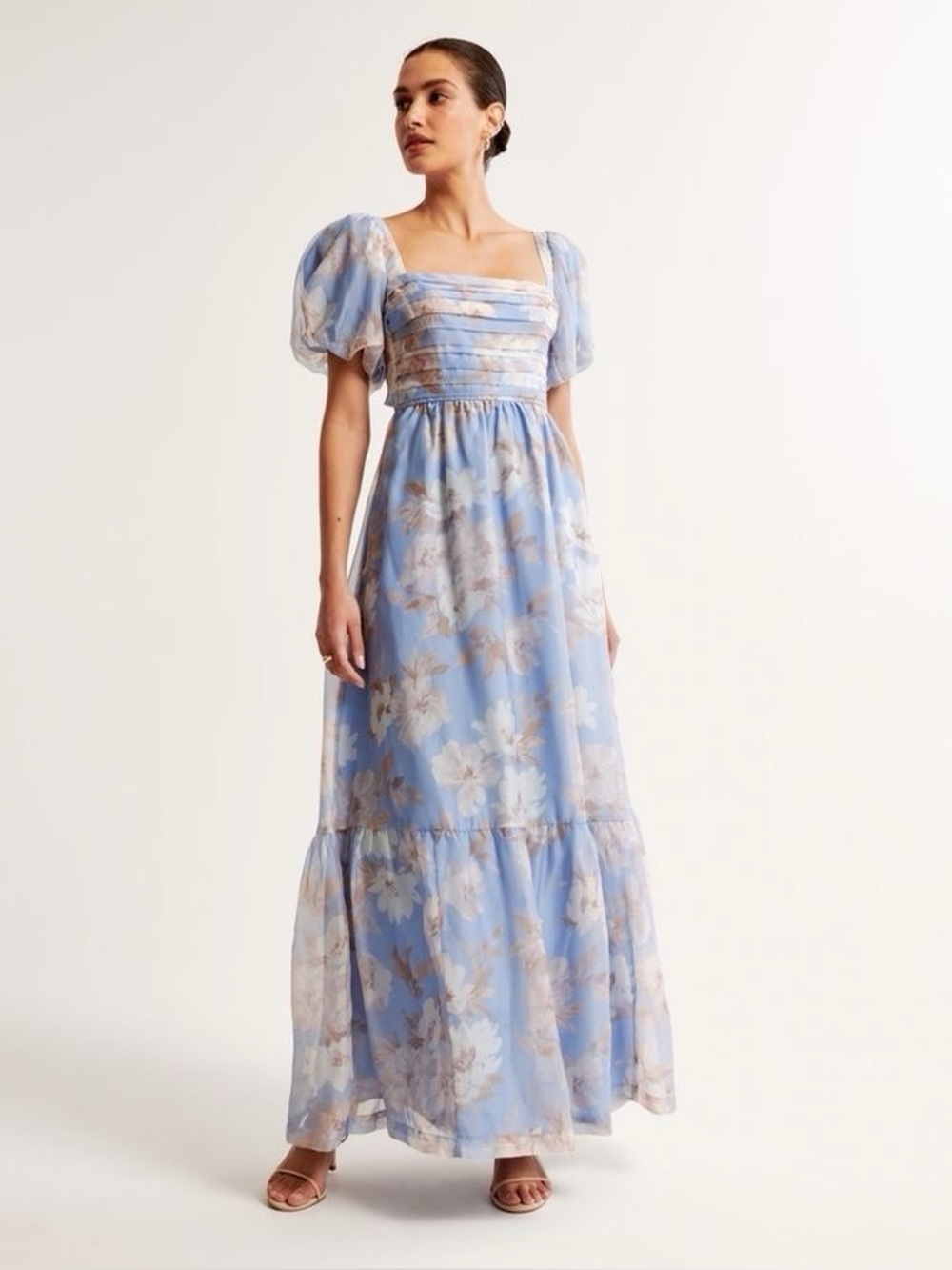 Abercrombie & Fitch Emerson Drama Bow Back Maxi Dress Blue Floral XS T